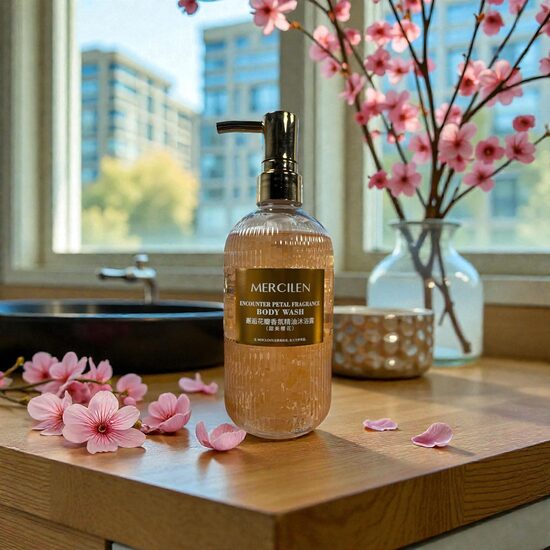MERCILEN Encounter Petal Fragrance Body Wash – parfīmēts dušas gēls,ķiršu ziedlapu.